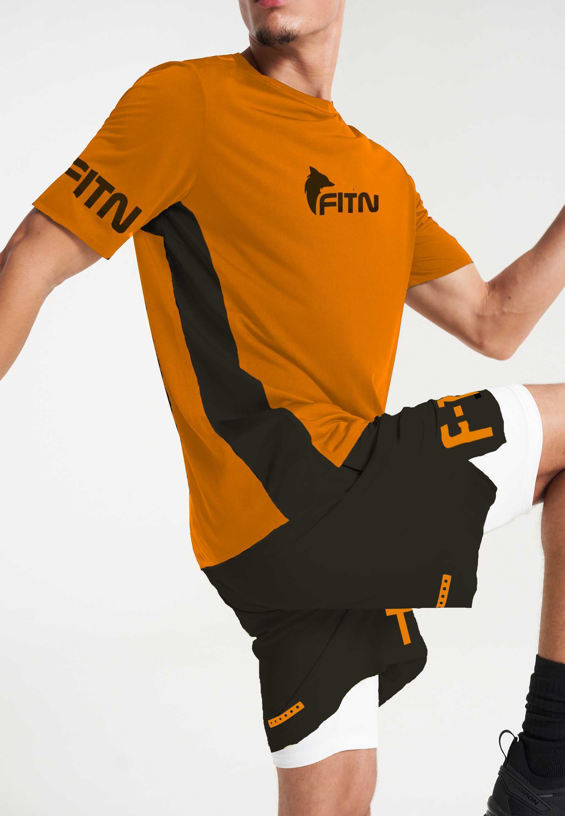 FITN Emberline Set – Blaze Orange & Black Activewear