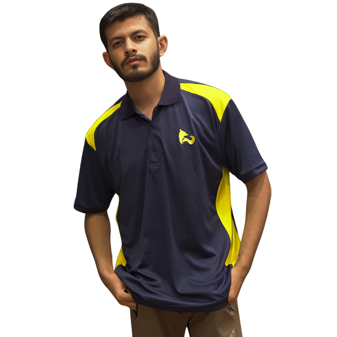 FITN Navy Blue & Maize Yellow Men's Golf Polo