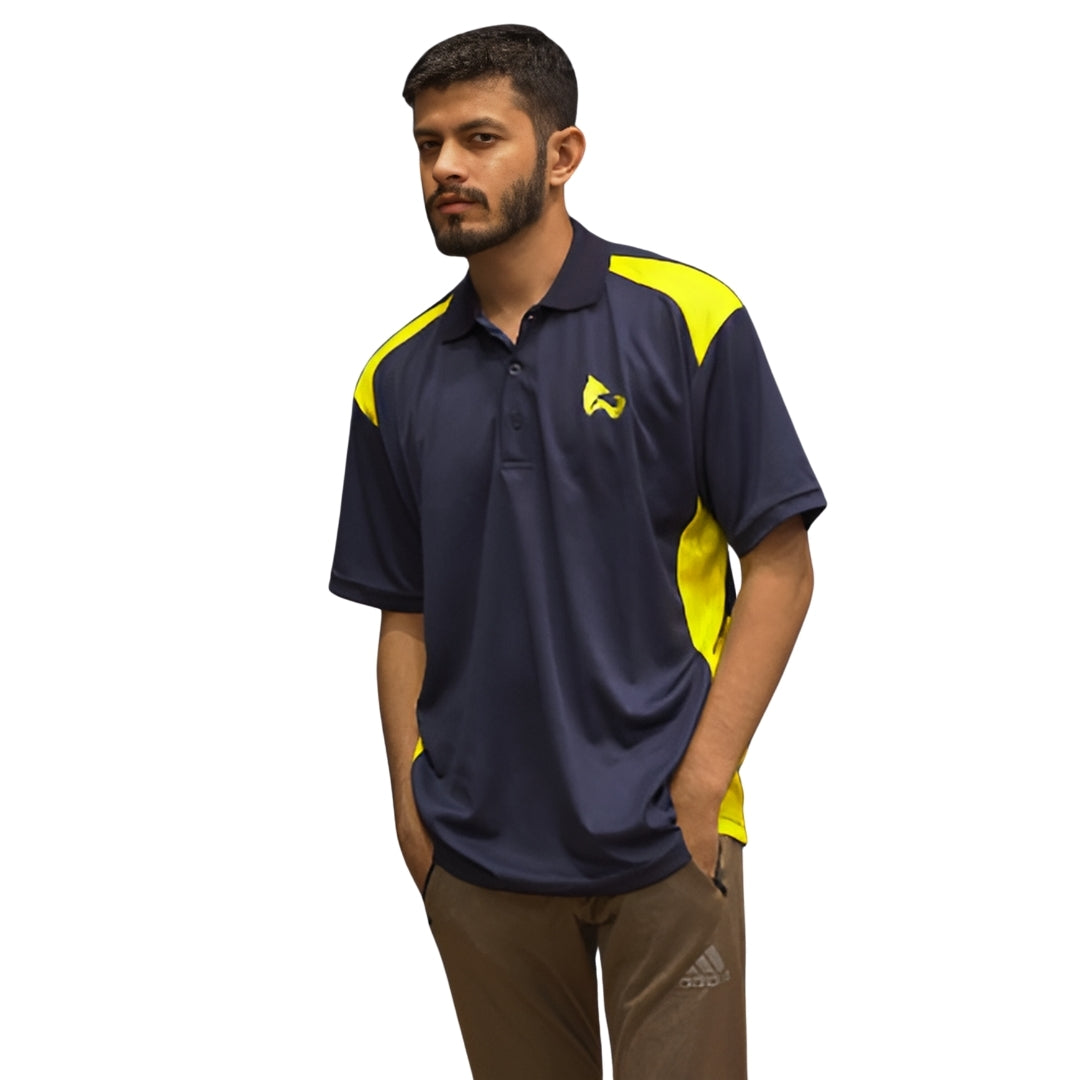 FITN Navy Blue & Maize Yellow Men's Golf Polo