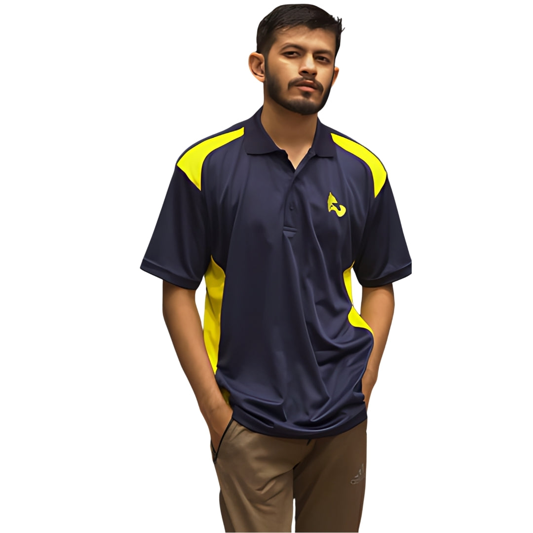 FITN Navy Blue & Maize Yellow Men's Golf Polo