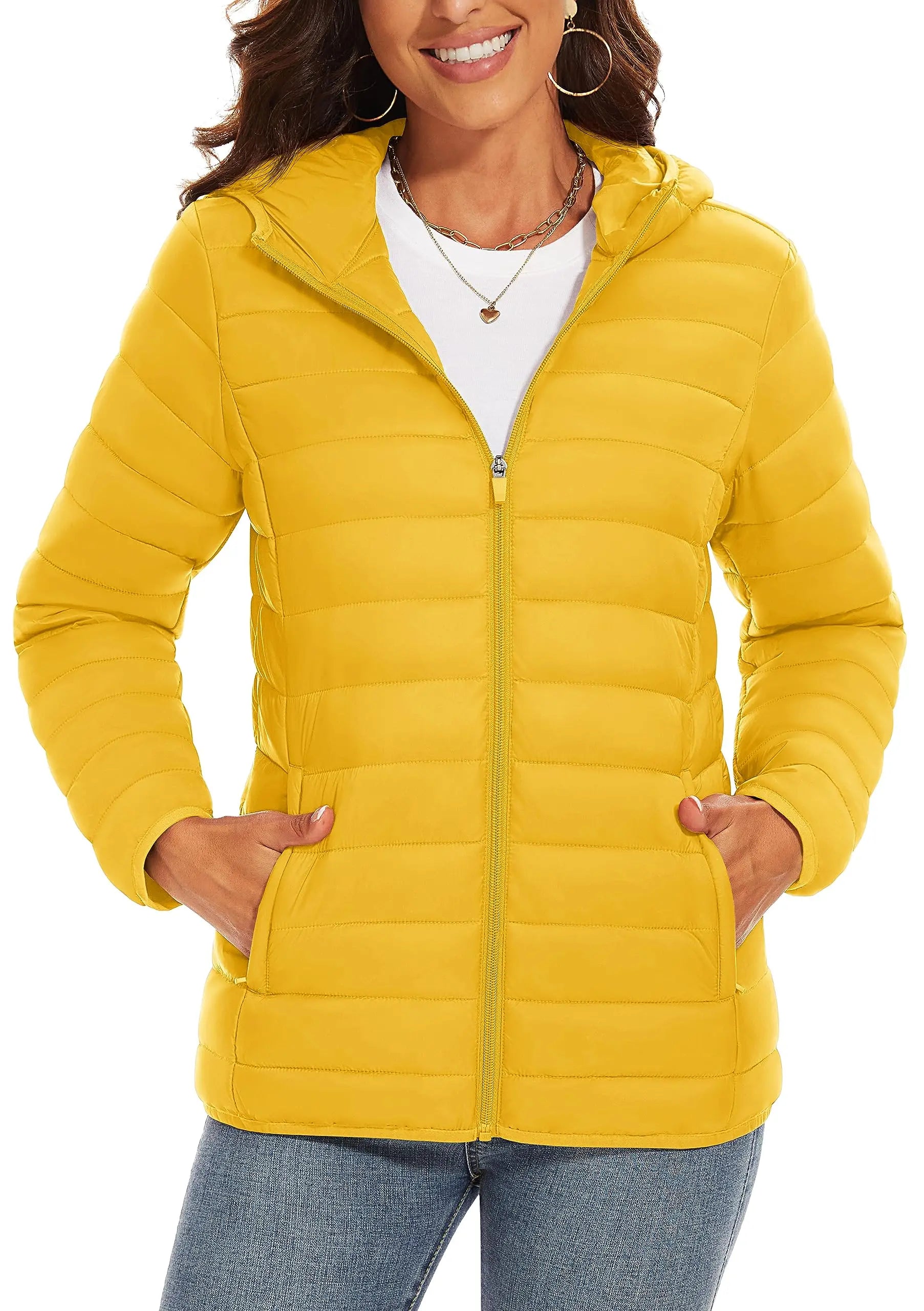 Women's Lightweight Hooded Puffer Coat - Cozy Winter Protection