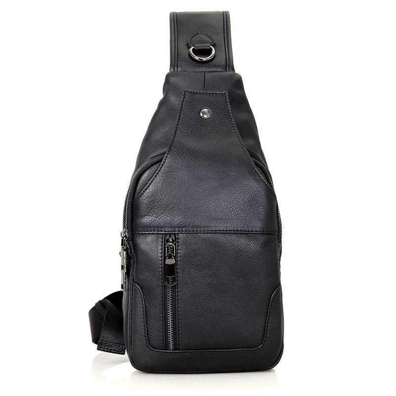 Men's Genuine Leather Chest Bag - Compact & Stylish for Everyday Essentials