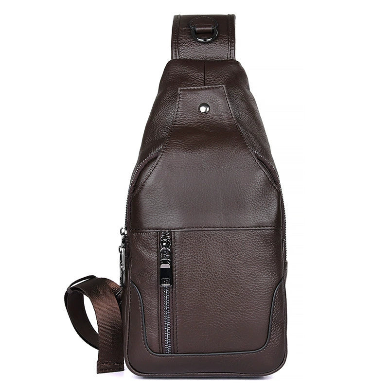 Men's Genuine Leather Chest Bag - Compact & Stylish for Everyday Essentials