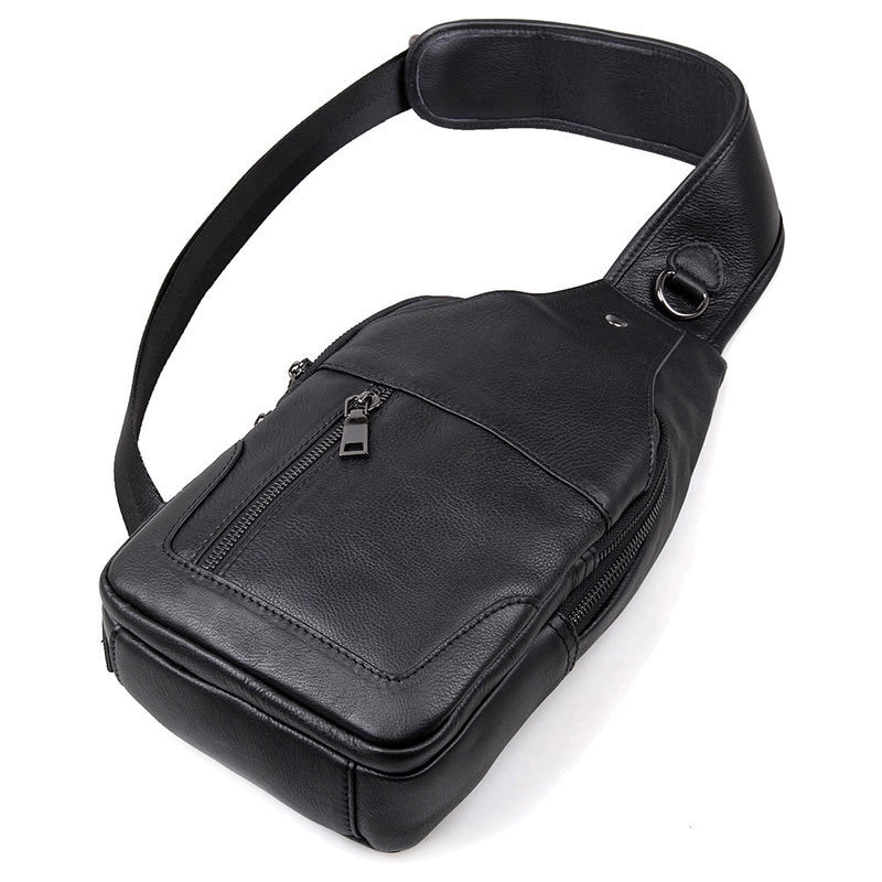 Men's Genuine Leather Chest Bag - Compact & Stylish for Everyday Essentials