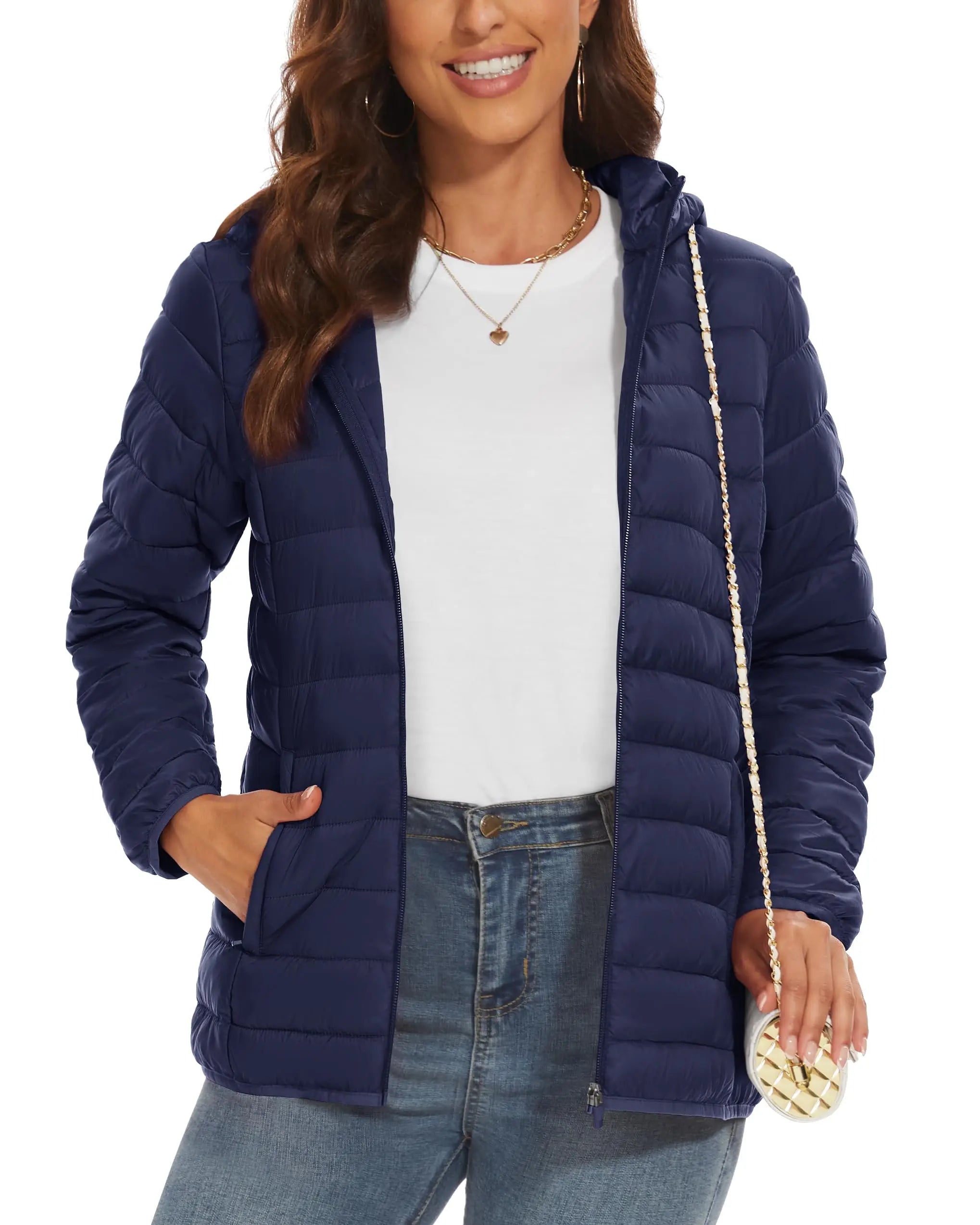 Women's Lightweight Hooded Puffer Coat - Cozy Winter Protection