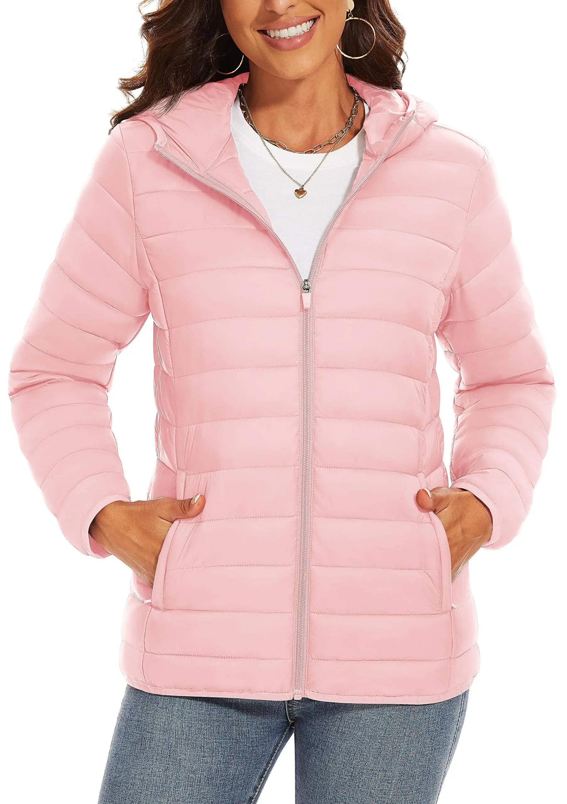 Women's Lightweight Hooded Puffer Coat - Cozy Winter Protection