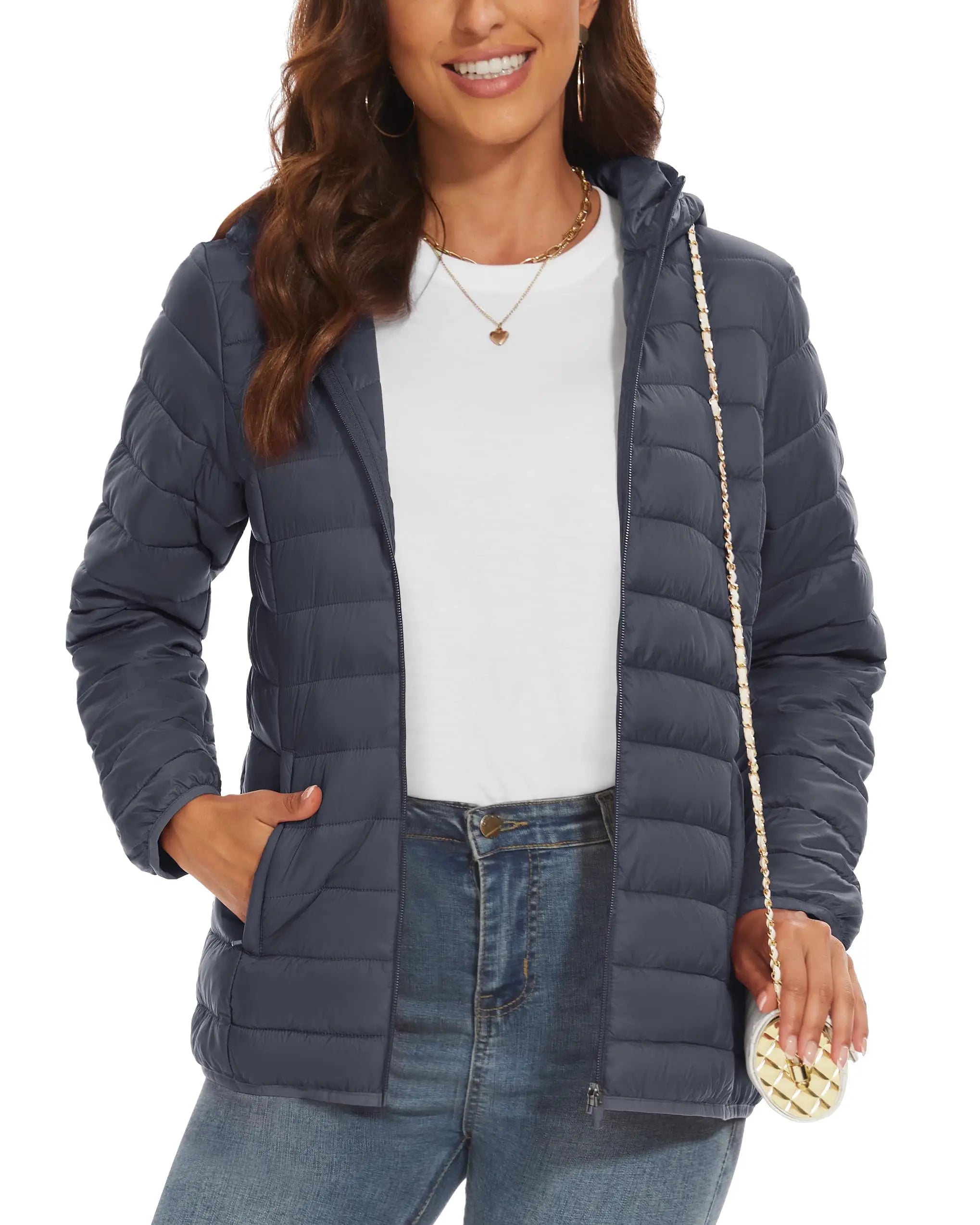 Women's Lightweight Hooded Puffer Coat - Cozy Winter Protection