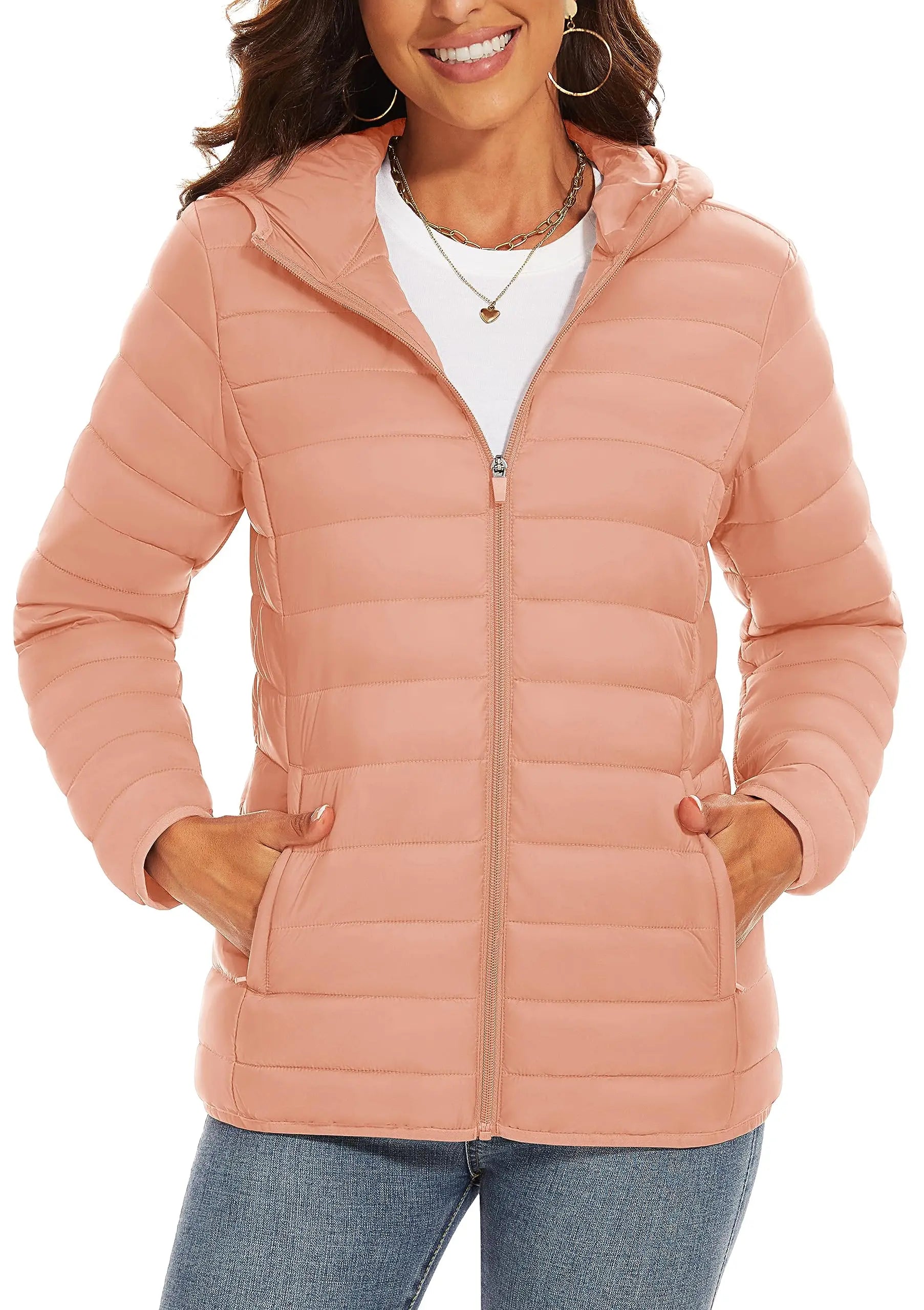 Women's Lightweight Hooded Puffer Coat - Cozy Winter Protection