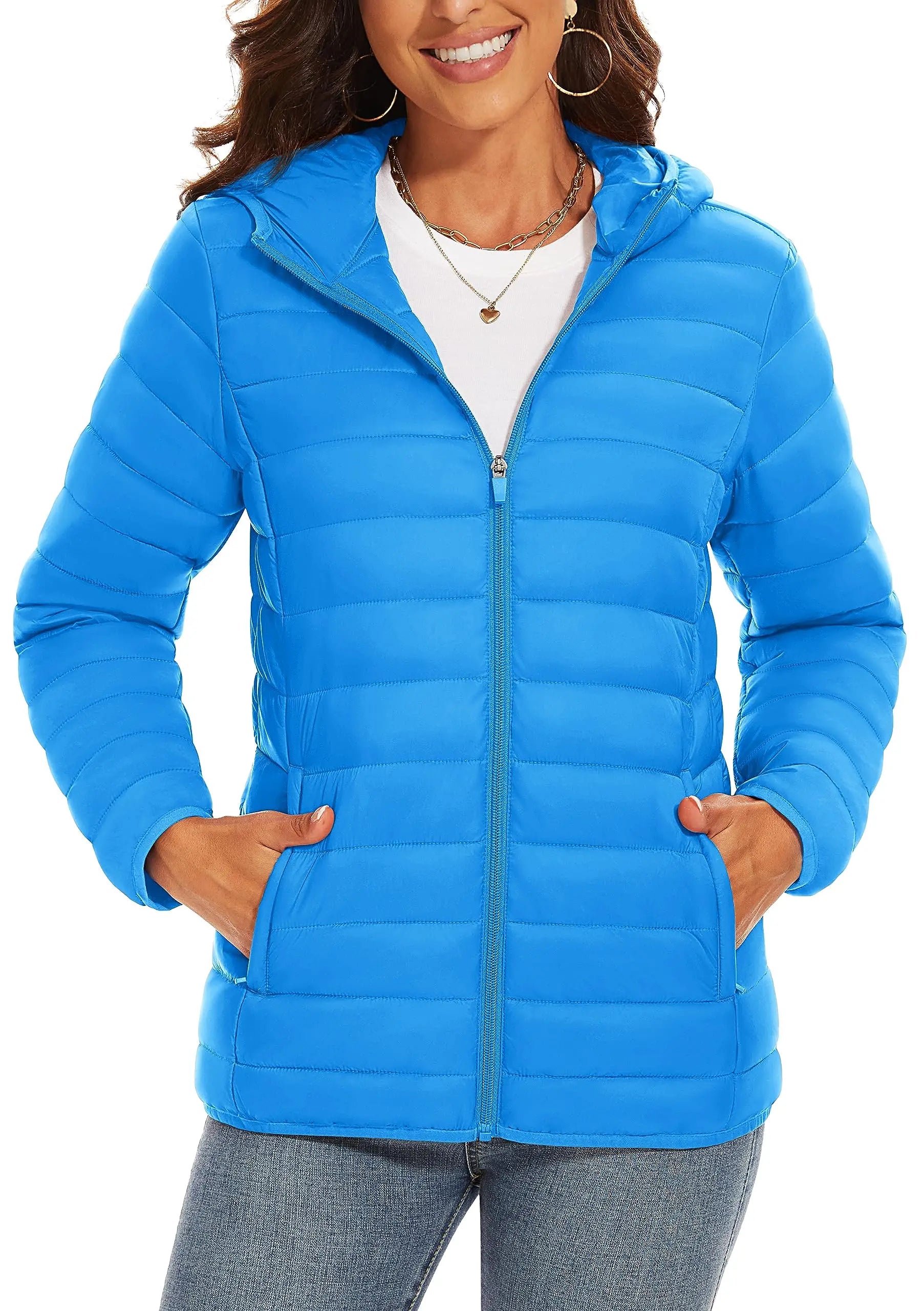 Women's Lightweight Hooded Puffer Coat - Cozy Winter Protection