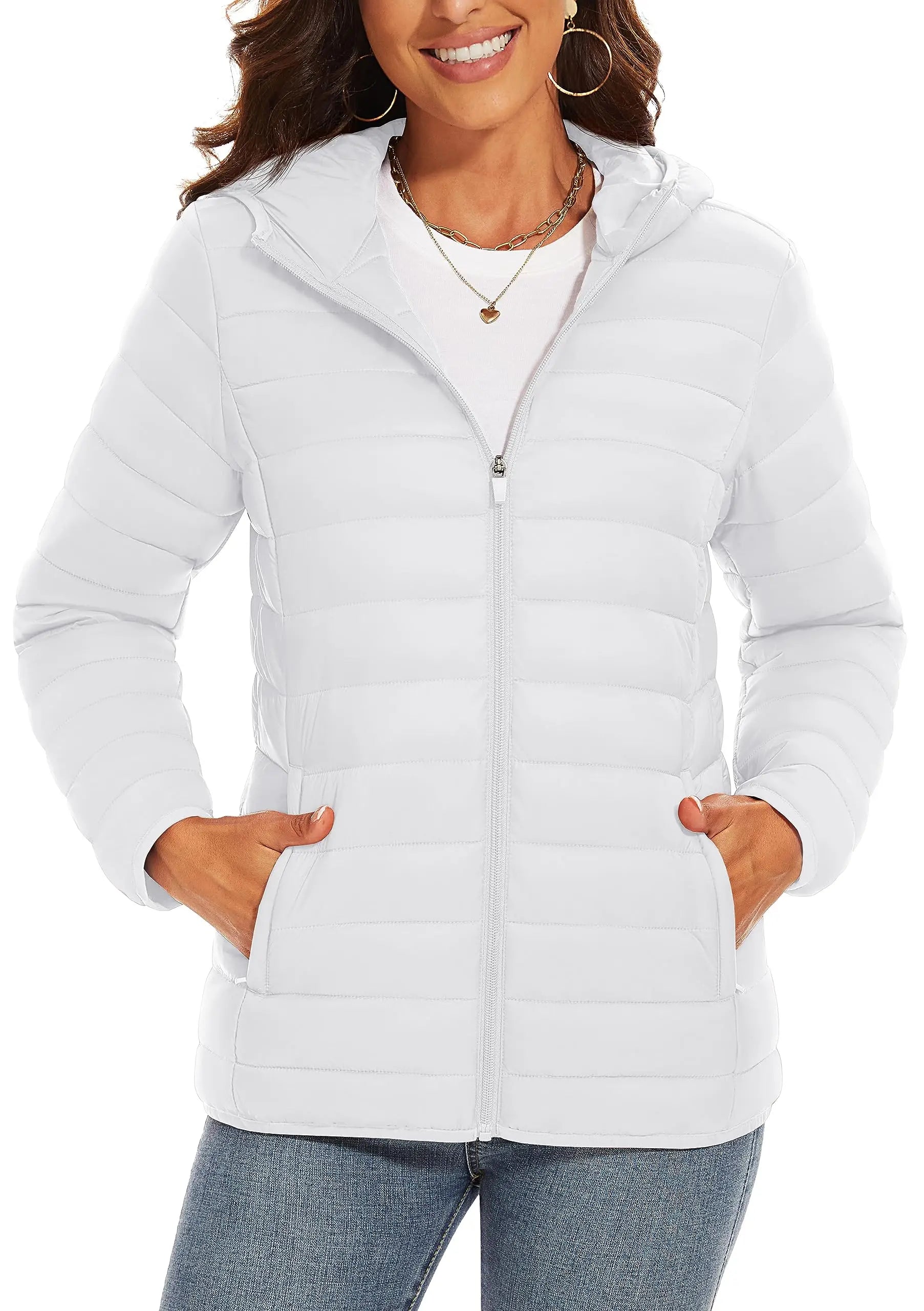 Women's Lightweight Hooded Puffer Coat - Cozy Winter Protection