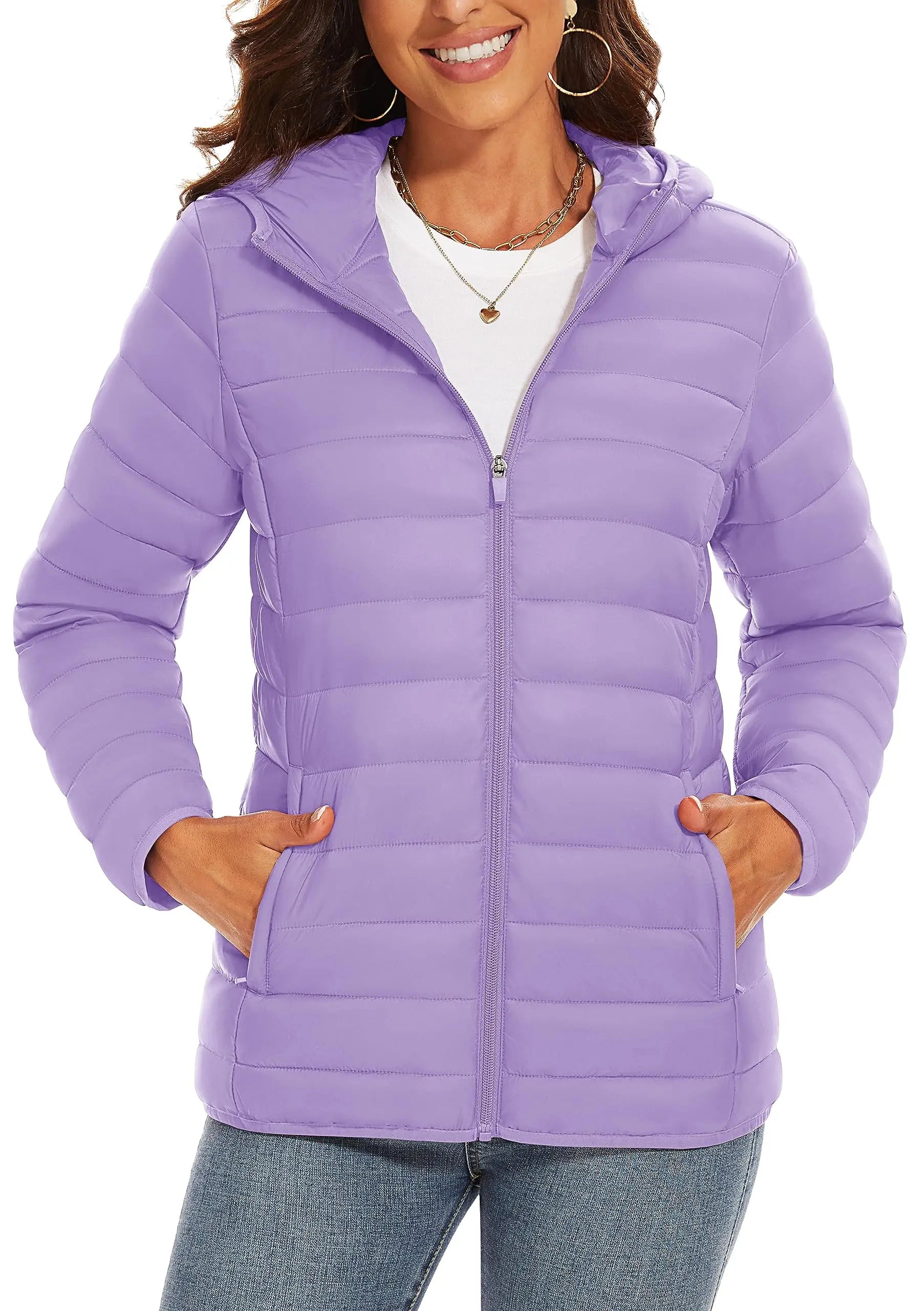 Women's Lightweight Hooded Puffer Coat - Cozy Winter Protection