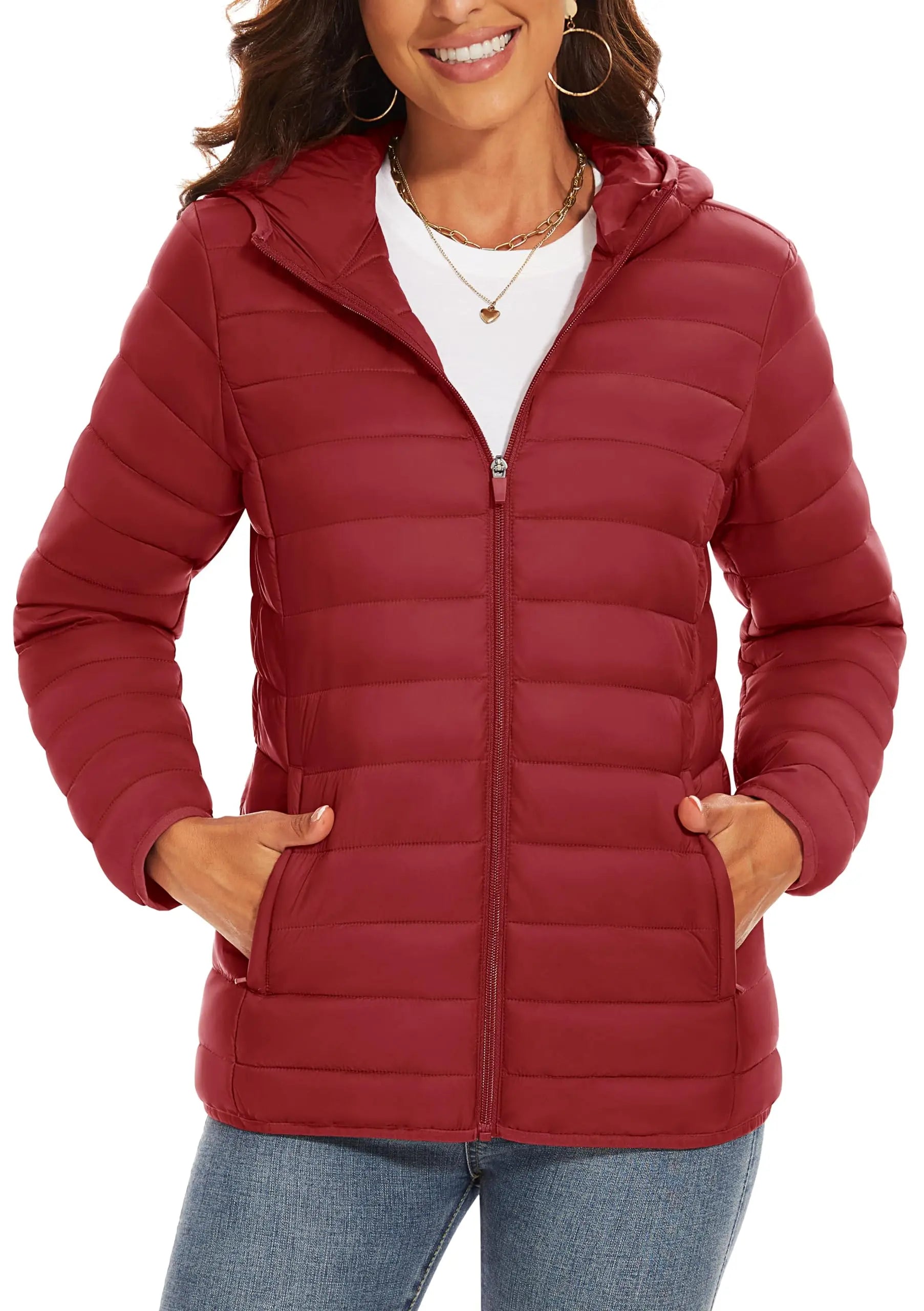 Women's Lightweight Hooded Puffer Coat - Cozy Winter Protection